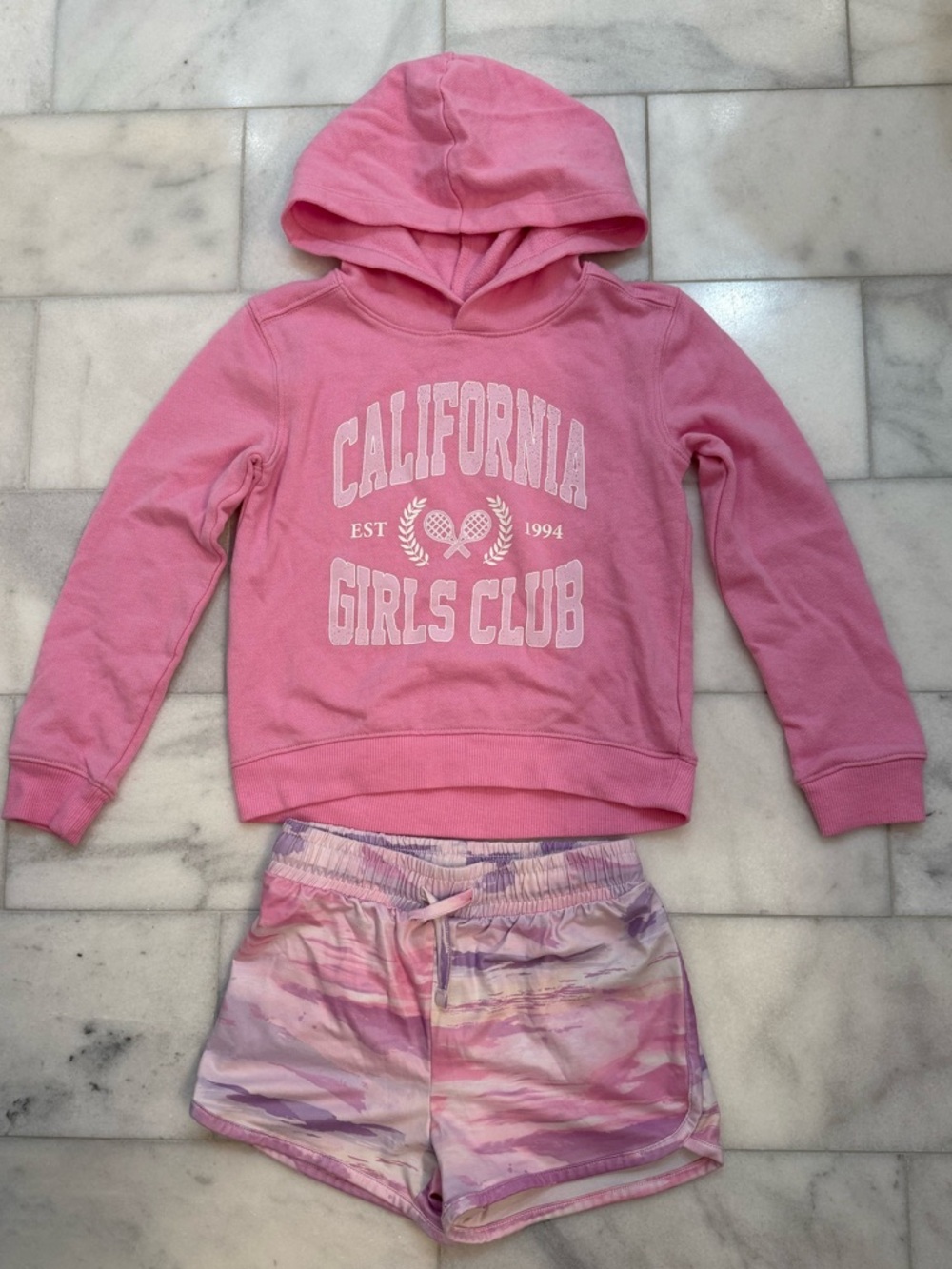 jumping beans Pink 'California Girls Club' Hoodie with Tie-Dye Shorts